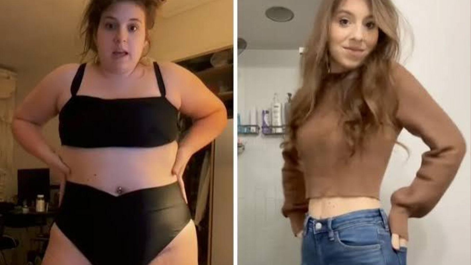 Woman’s weight transformation.