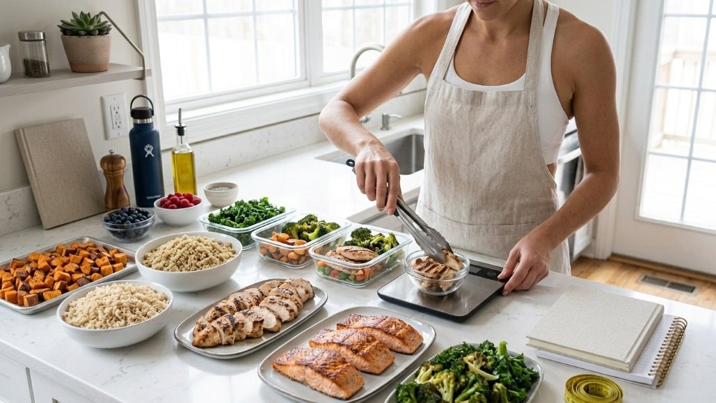 Preparing healthy meals for an 8 week weight loss diet plan.