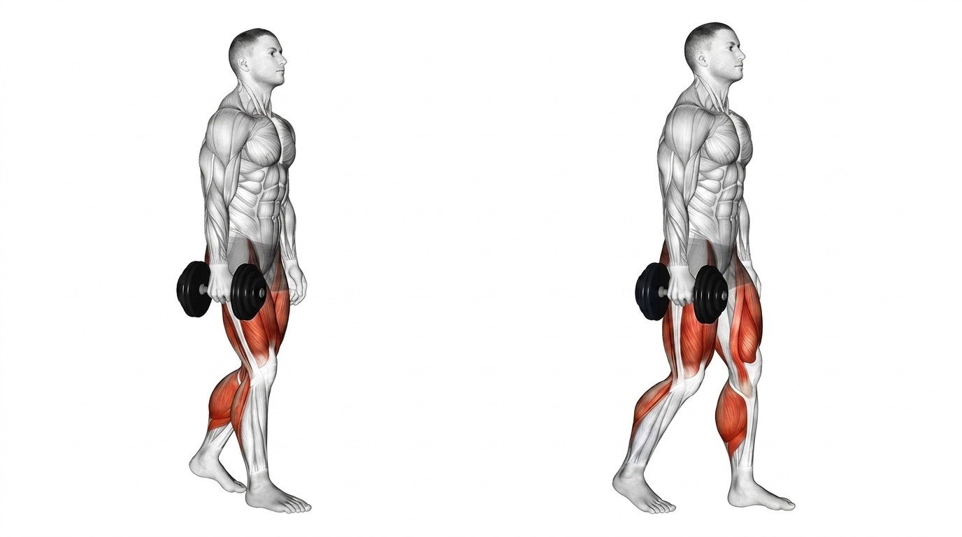 Athlete walking with a single heavy dumbbell to build grip, core, and back strength.