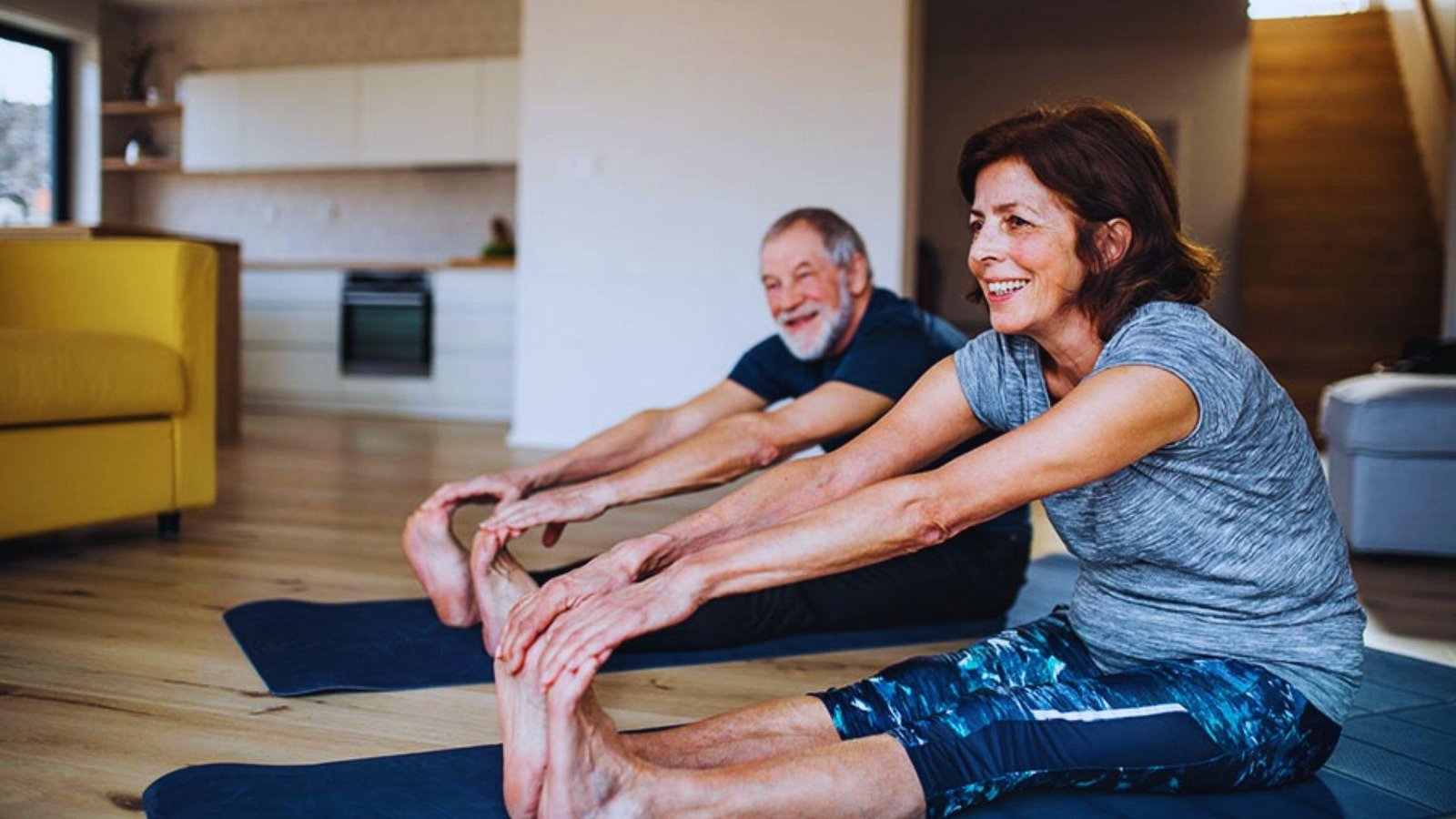 persons with heart and lung problems doing light home exercises.