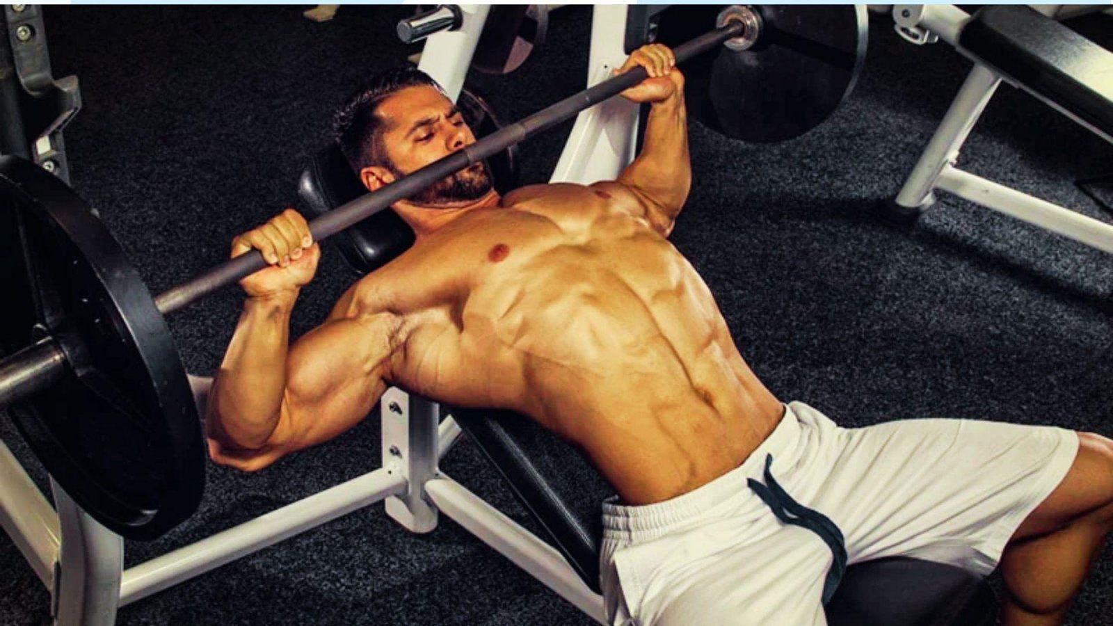 Beginner practicing the bench press.
