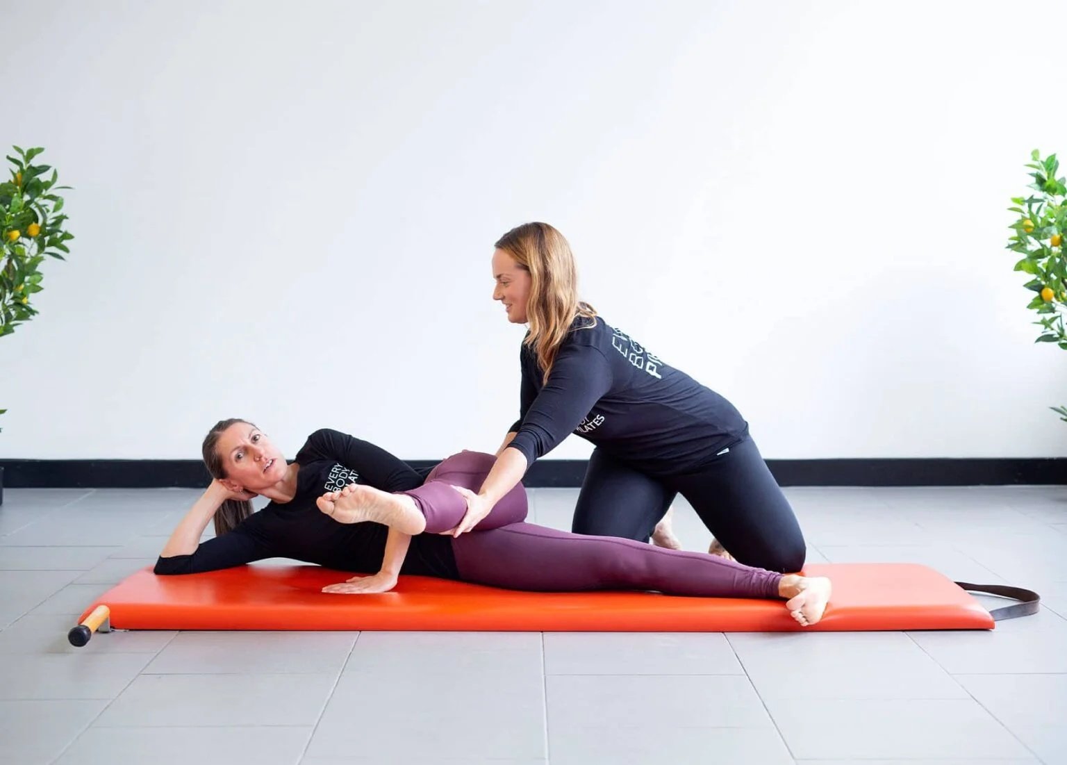 Woman performing mat pilates