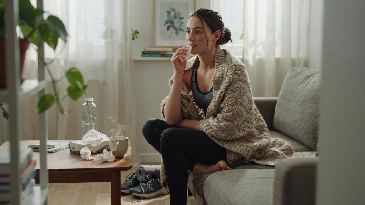 Fitness enthusiast feeling unwell due to weakened immunity.