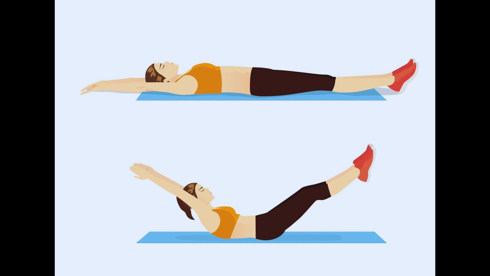 The correct form for a hollow body hold: lying flat and curling into a dish position.