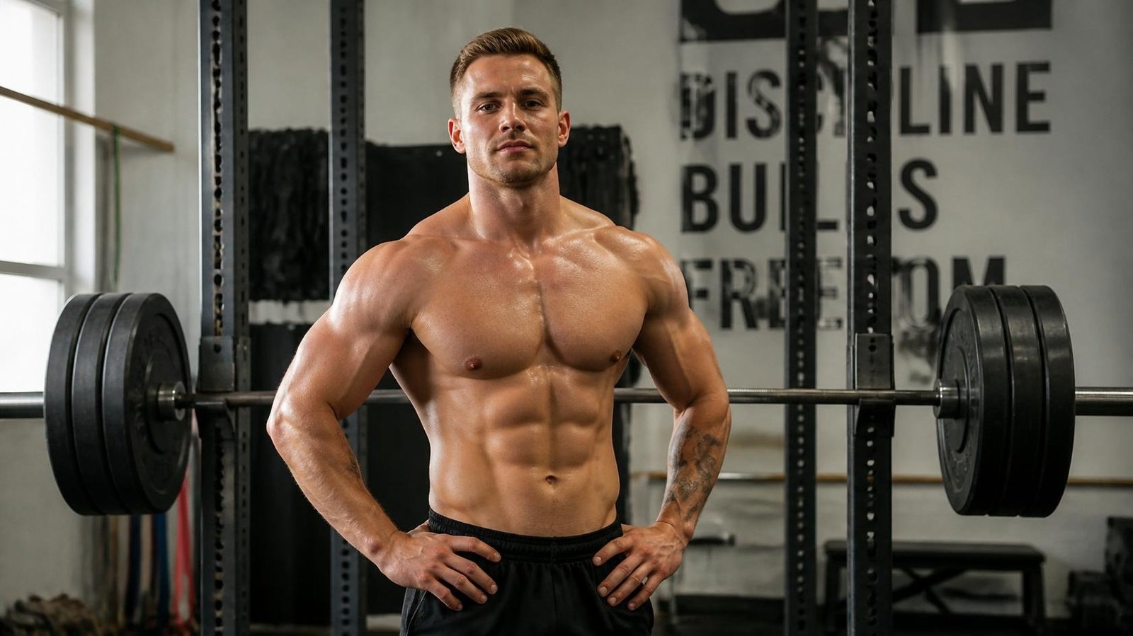 Athlete showing the strength and muscle gained from a powerbuilding program.
