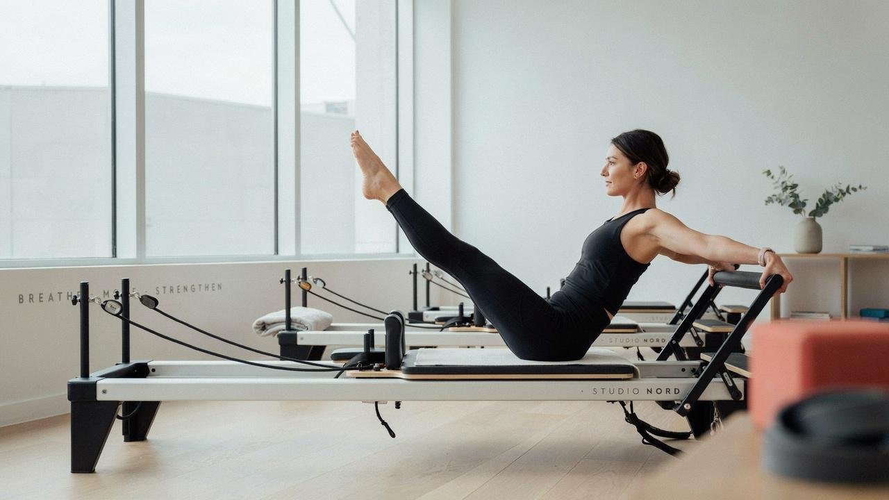 Pilates improving core strength, posture, flexibility, and overall fitness.