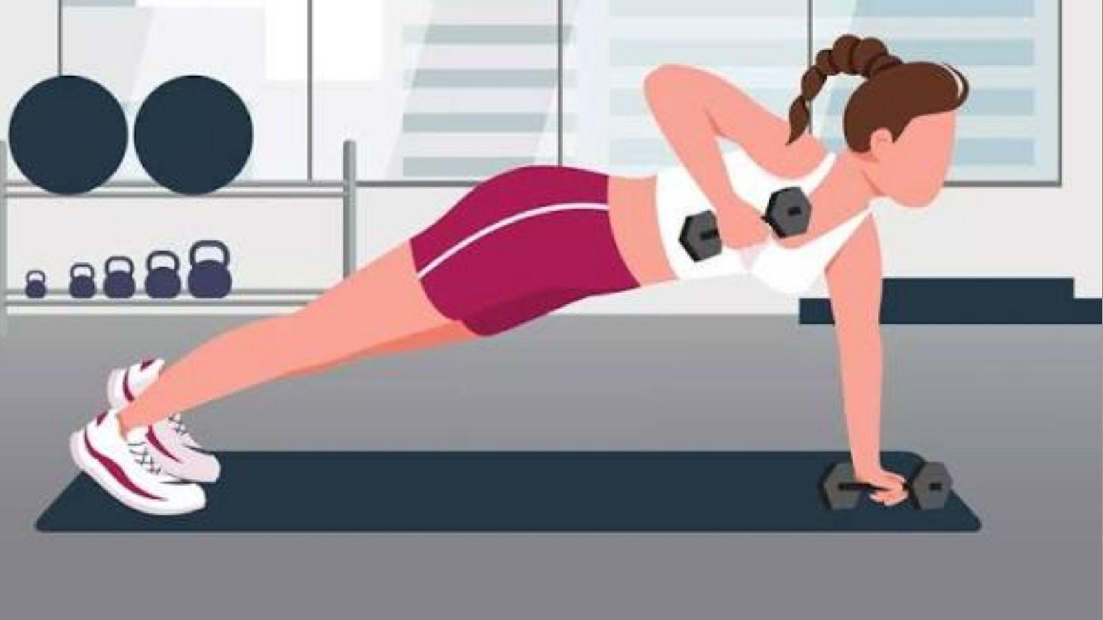 illustration of a girl working out in the gym.